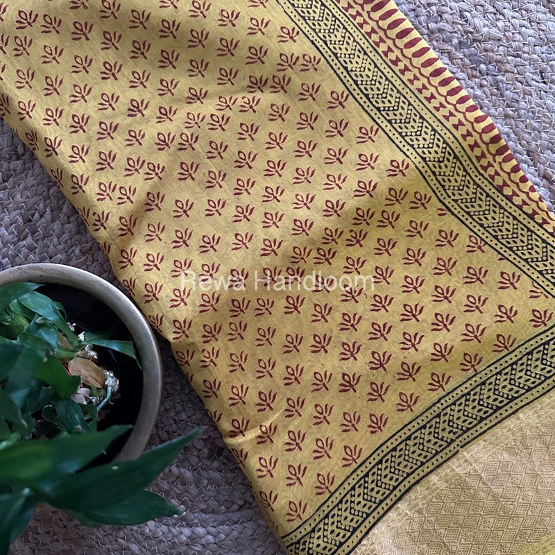 Maheshwari Yellow Bagh Print Saree BPSS056