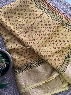 Maheshwari Yellow Bagh Print Saree BPSS056