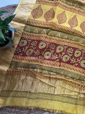 Maheshwari Yellow Bagh Print Saree BPSS056