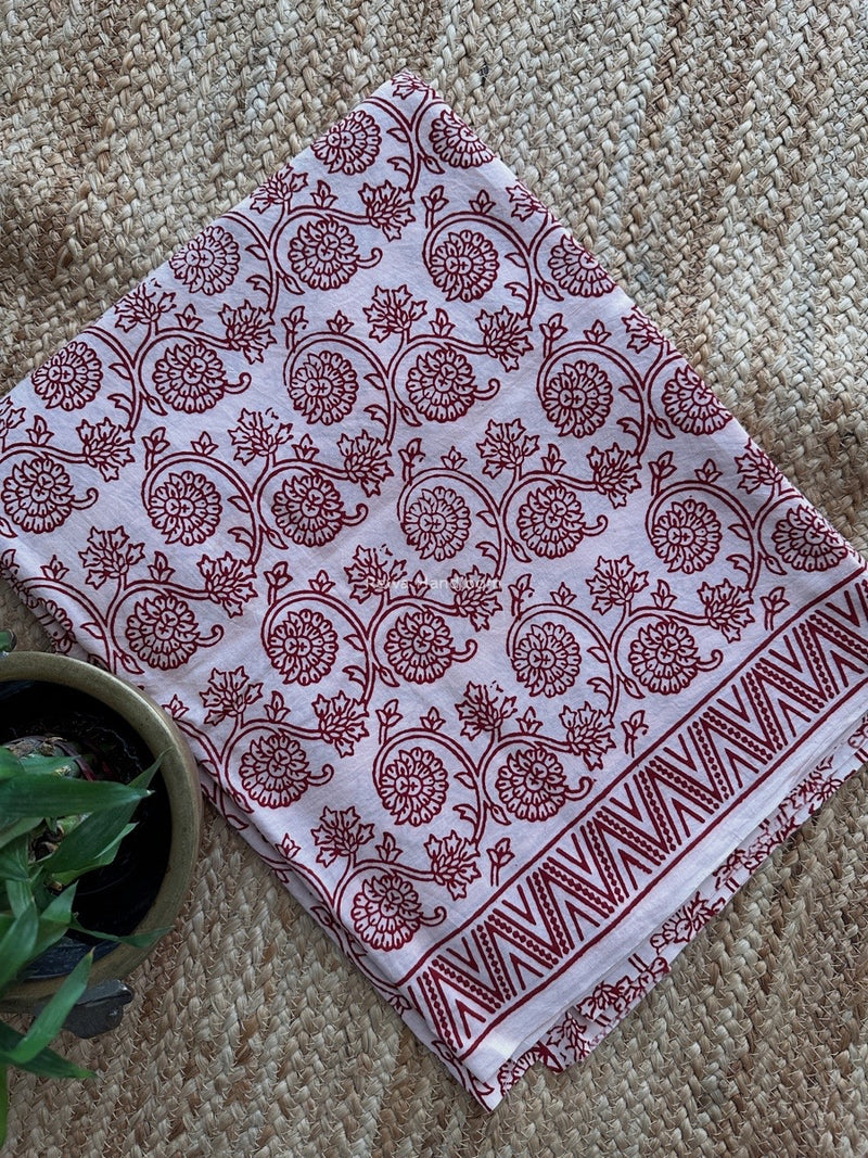 White-Red Bagh Print Cotton Suit KDS08