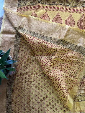 Maheshwari Yellow Bagh Print Saree BPSS056