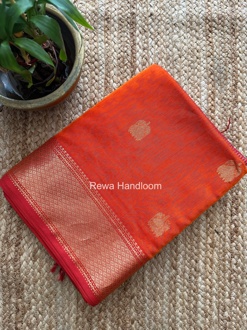 Maheshwari Orange Lotus Butta Saree LLBS041