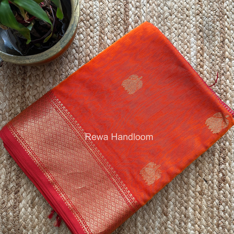 Maheshwari Orange Lotus Butta Saree LLBS041