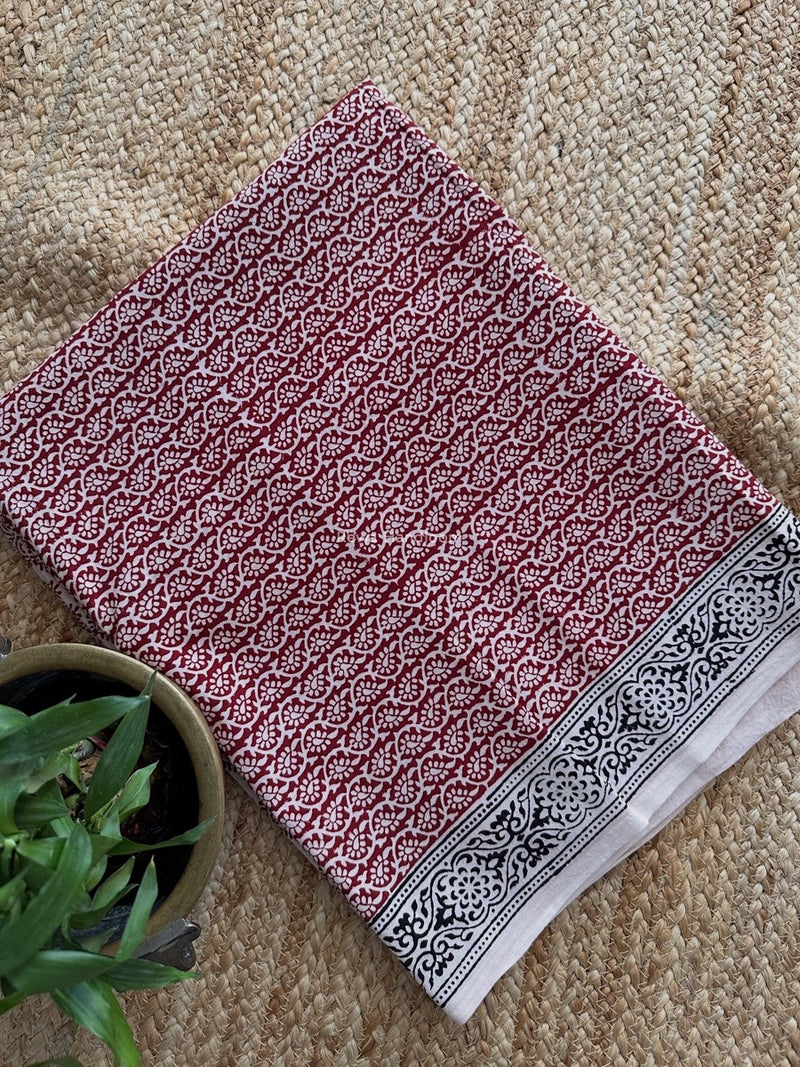 White-Red Bagh Print Cotton Suit KDS01