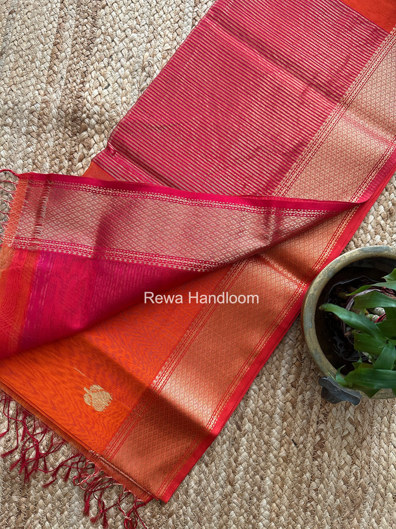 Maheshwari Orange Lotus Butta Saree LLBS041