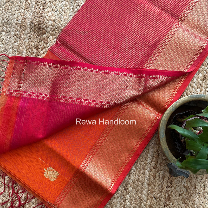 Maheshwari Orange Lotus Butta Saree LLBS041