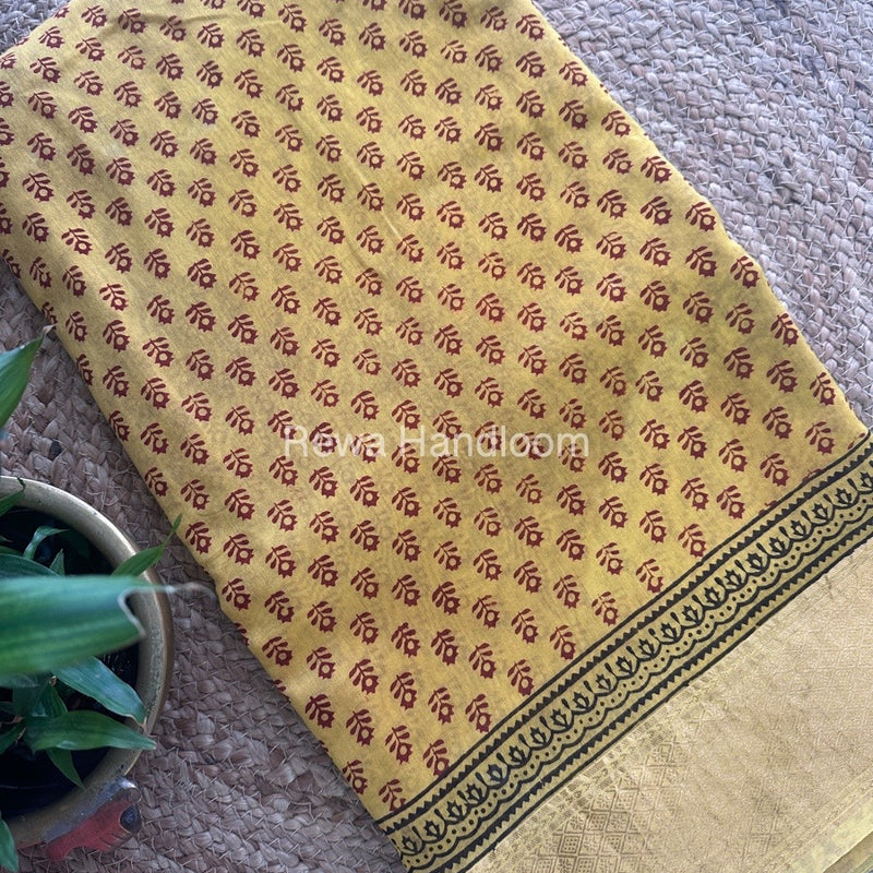 Maheshwari Yellow Bagh Print Saree BPSS025