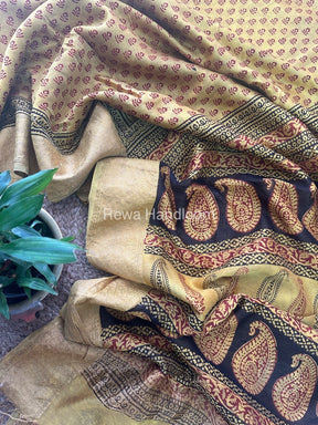 Maheshwari Yellow Bagh Print Saree BPSS025