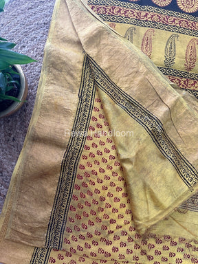 Maheshwari Yellow Bagh Print Saree BPSS025