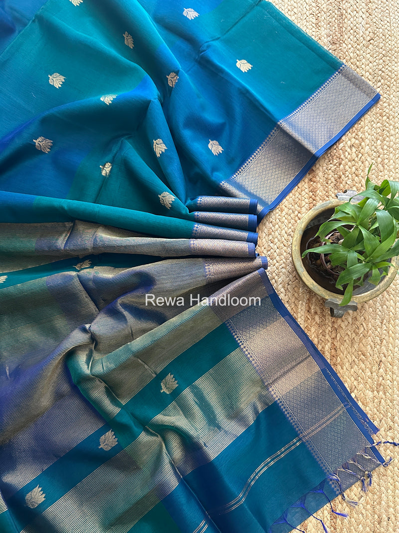 Maheshwari Morpankhi Lotus Shaded Butta Saree SLB011