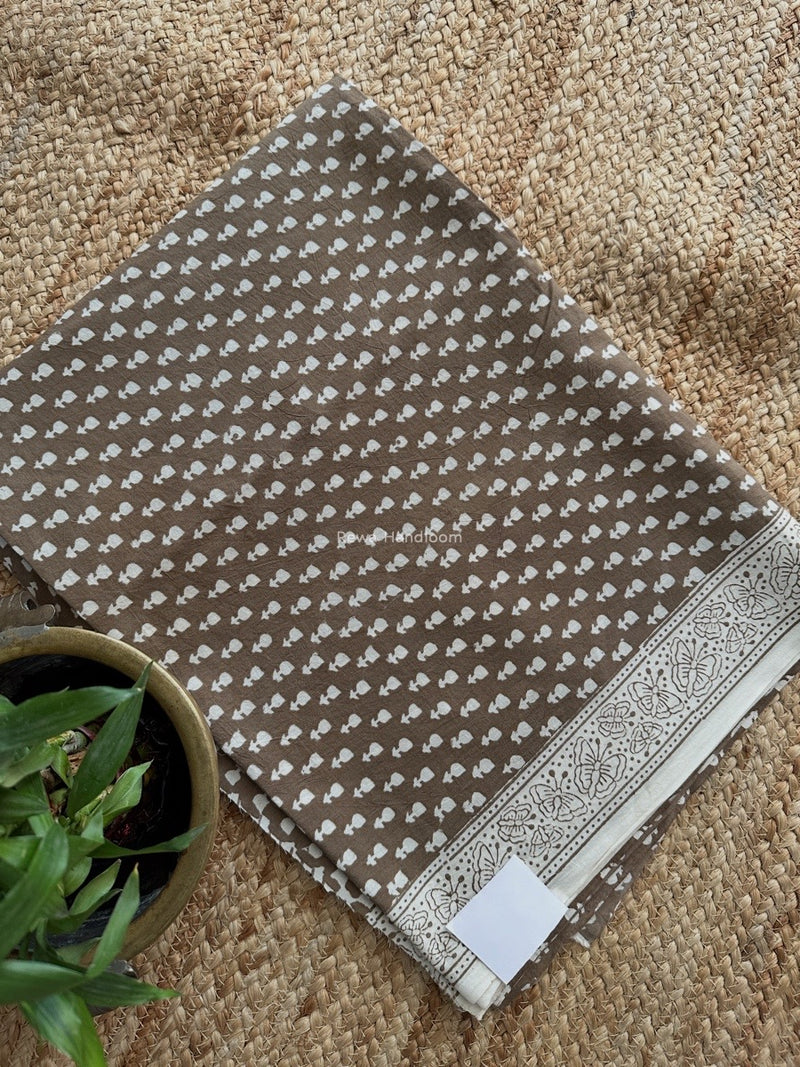 Beige-white Bagh Print Cotton Suit BCSP0167