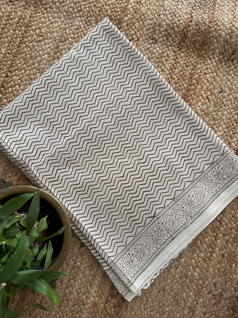 Beige-white Bagh Print Cotton Suit BCSP0167