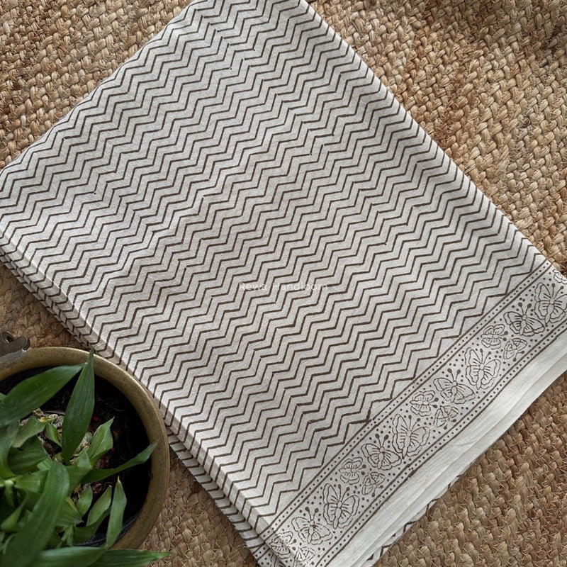 Beige-white Bagh Print Cotton Suit BCSP0167