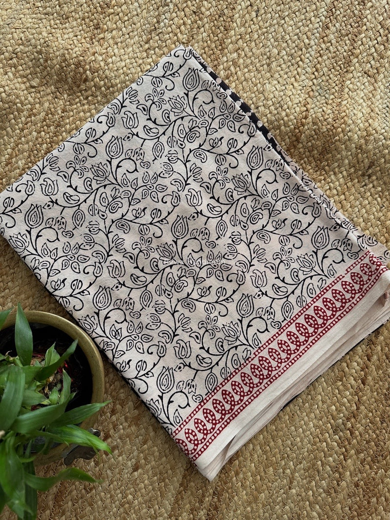 Black-White Bagh Print Cotton Suit BCSP0165