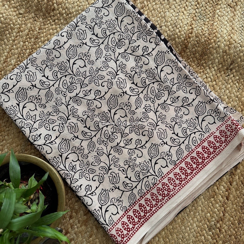 Black-White Bagh Print Cotton Suit BCSP0165