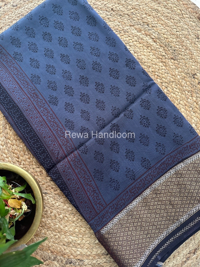 Maheshwari Grey Bagh Print Saree BPSS012