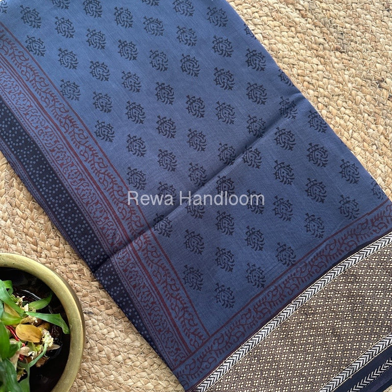 Maheshwari Grey Bagh Print Saree BPSS012
