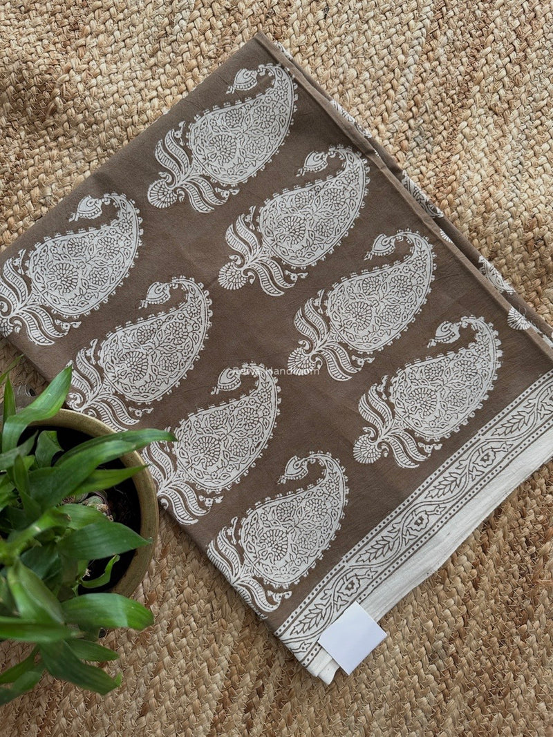 Beige-White Bagh Print Cotton Suit BCSP0172