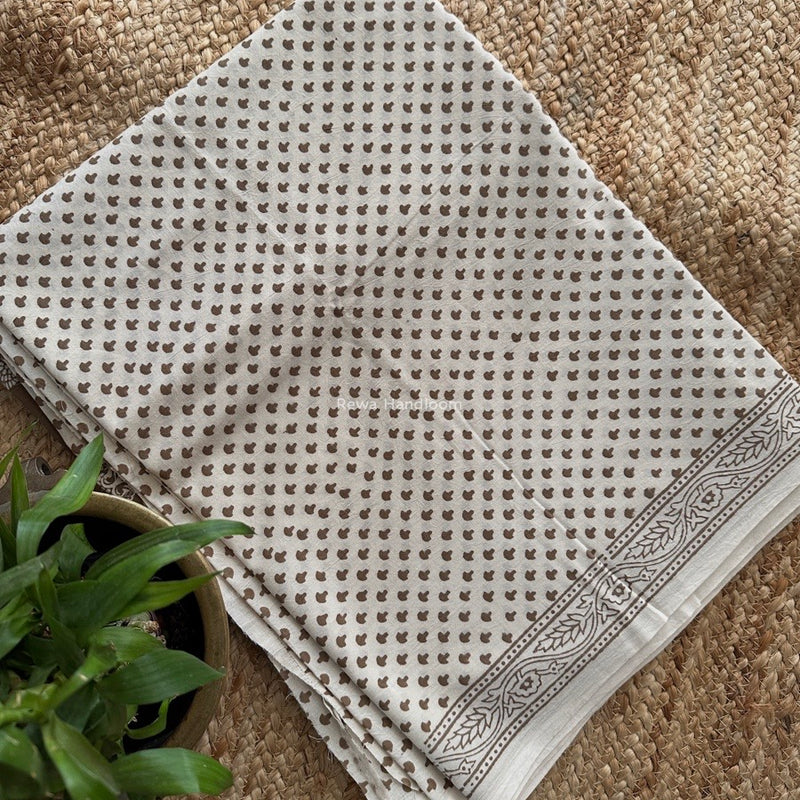 Beige-White Bagh Print Cotton Suit BCSP0172