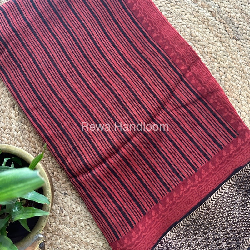 Maheshwari Red Bagh Print Saree BPSS052
