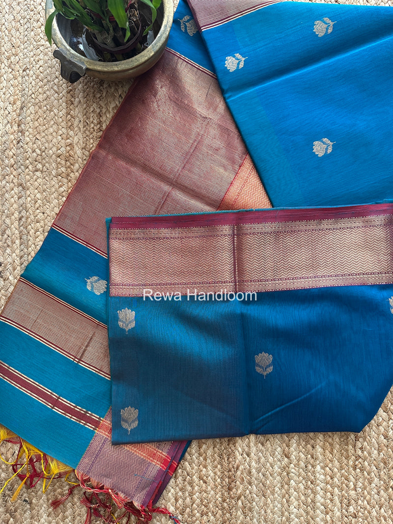 Maheshwari Blue Lotus Shaded Butta Saree SLB010