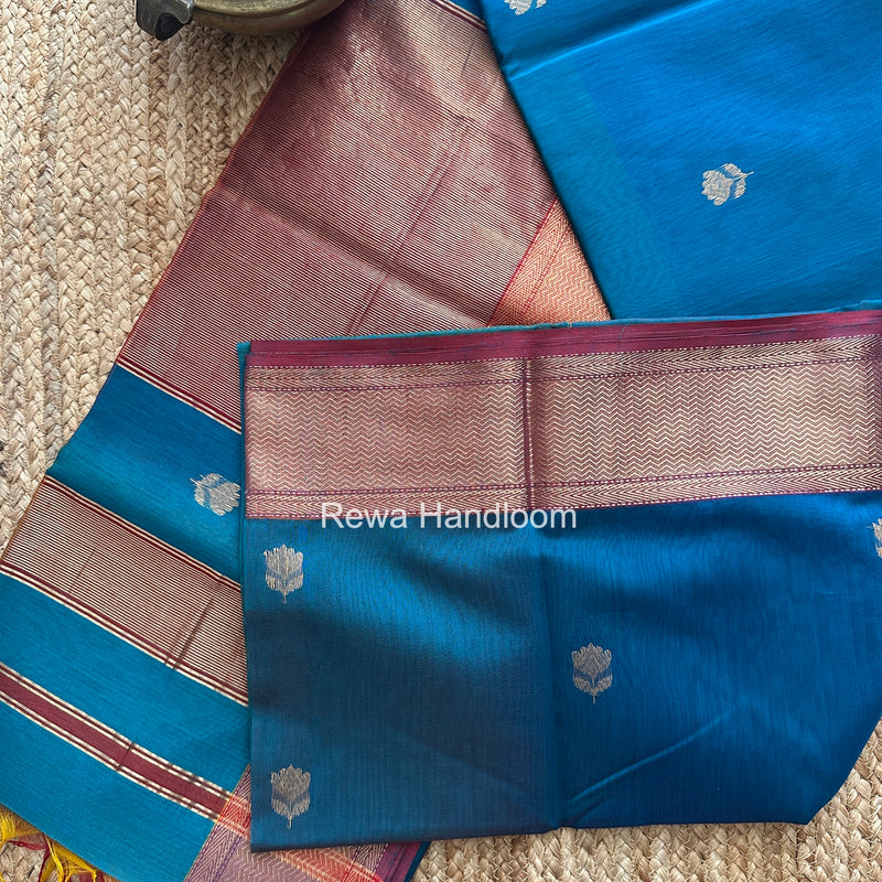 Maheshwari Blue Lotus Shaded Butta Saree SLB010