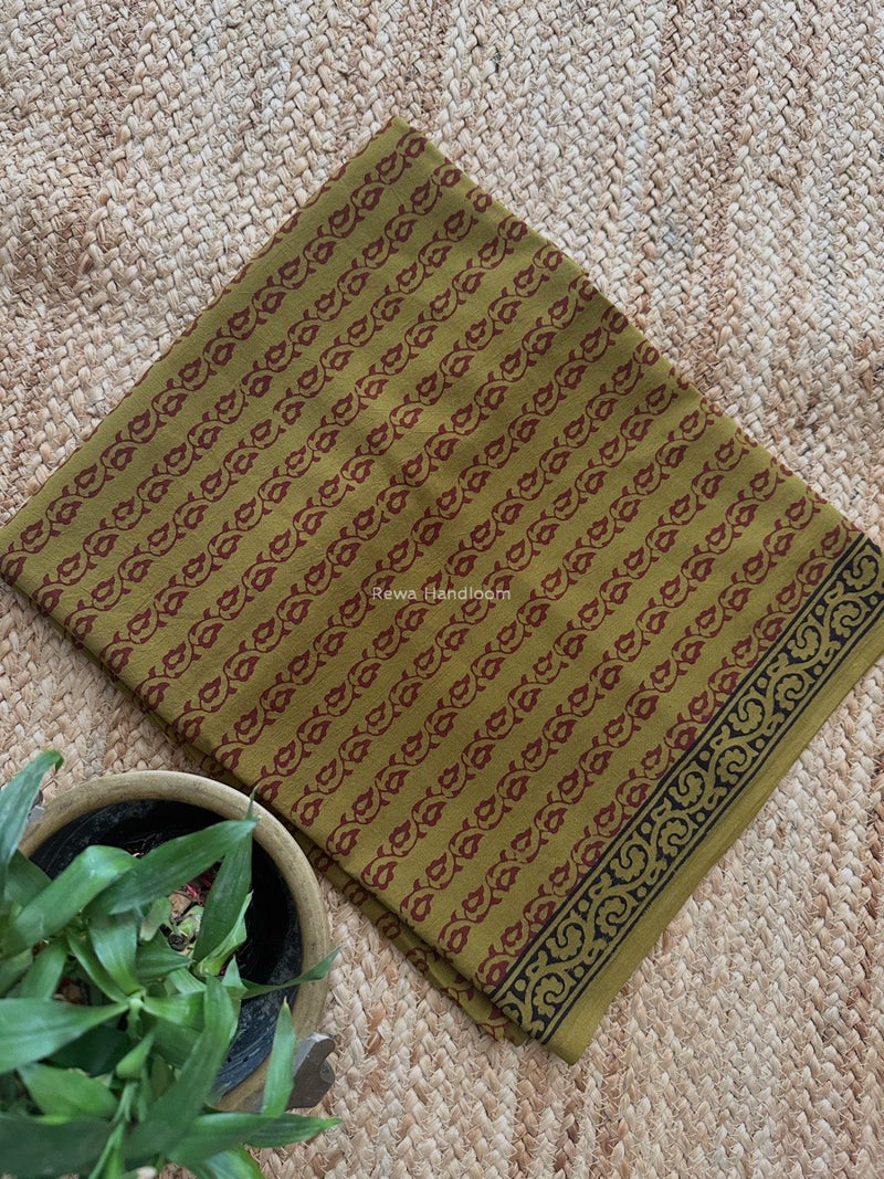 Maroon-Mehendi Green Bagh Print Cotton Suit BCSP0166