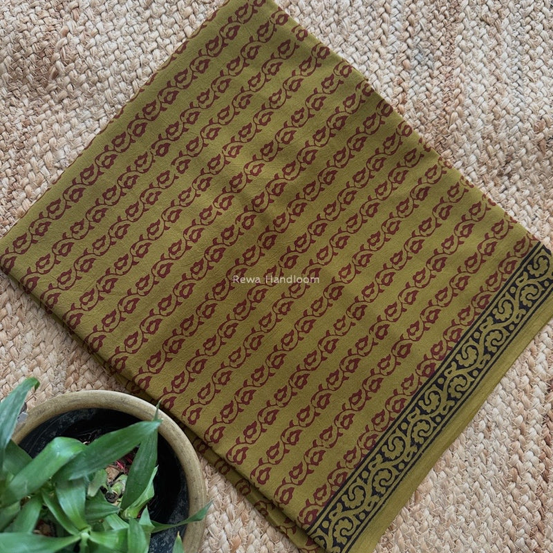 Maroon-Mehendi Green Bagh Print Cotton Suit BCSP0166