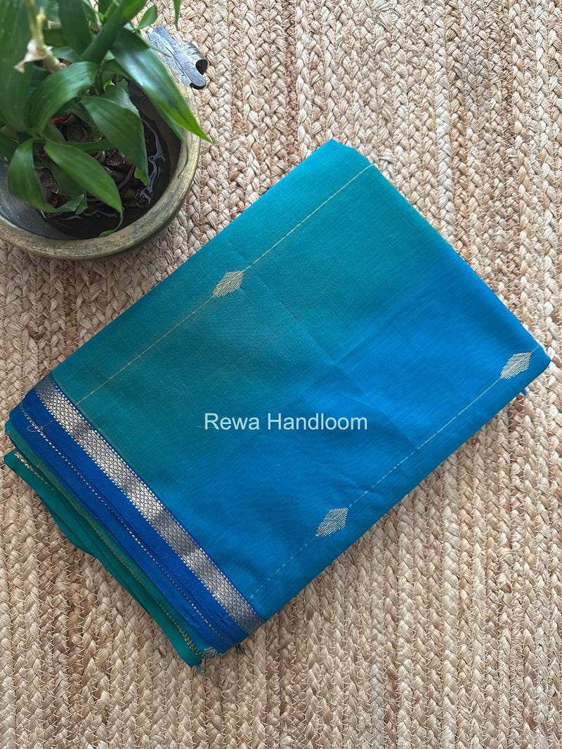  Rama Green Lining Butti Shaded Maheshwari Saree SBS0126