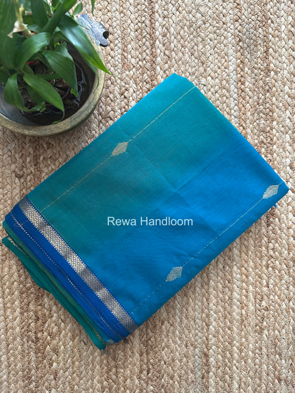  Rama Green Lining Butti Shaded Maheshwari Saree SBS0126