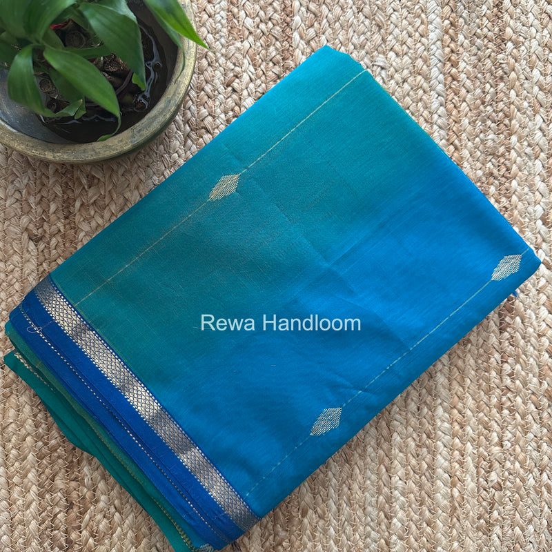  Rama Green Lining Butti Shaded Maheshwari Saree SBS0126