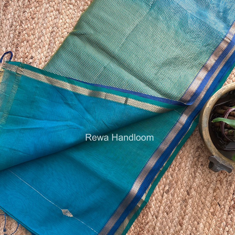  Rama Green Lining Butti Shaded Maheshwari Saree SBS0126