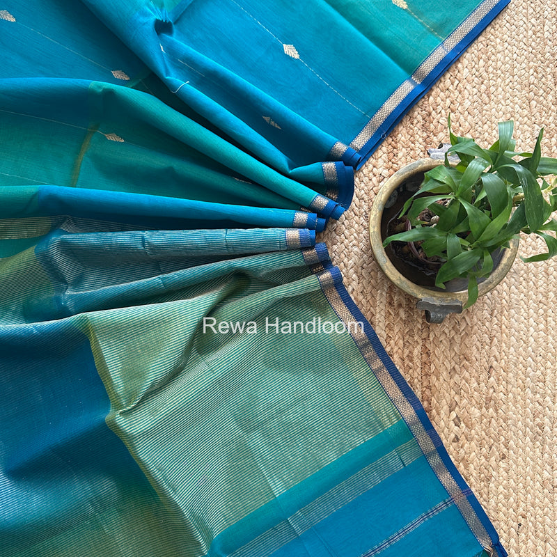  Rama Green Lining Butti Shaded Maheshwari Saree SBS0126