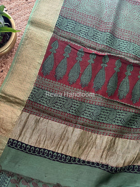 Maheshwari Mehendi Green Bagh Print Saree BPSS036