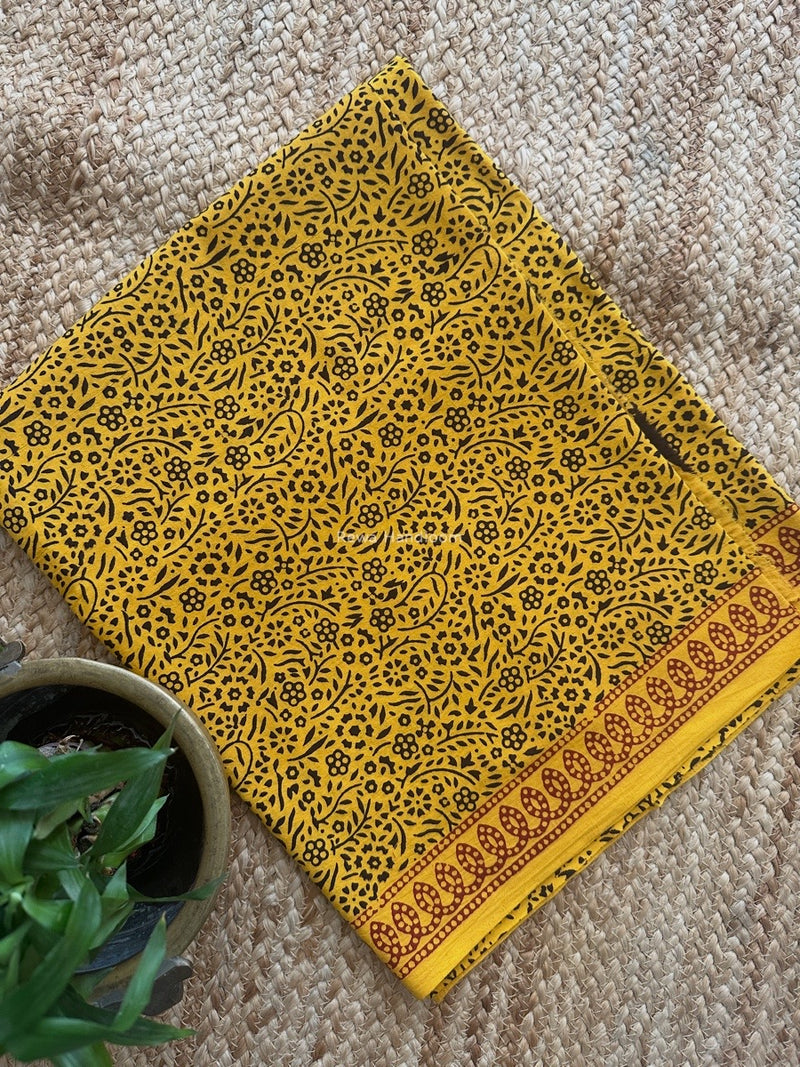 Black-Yellow Bagh Print Cotton Suit BCSP0169