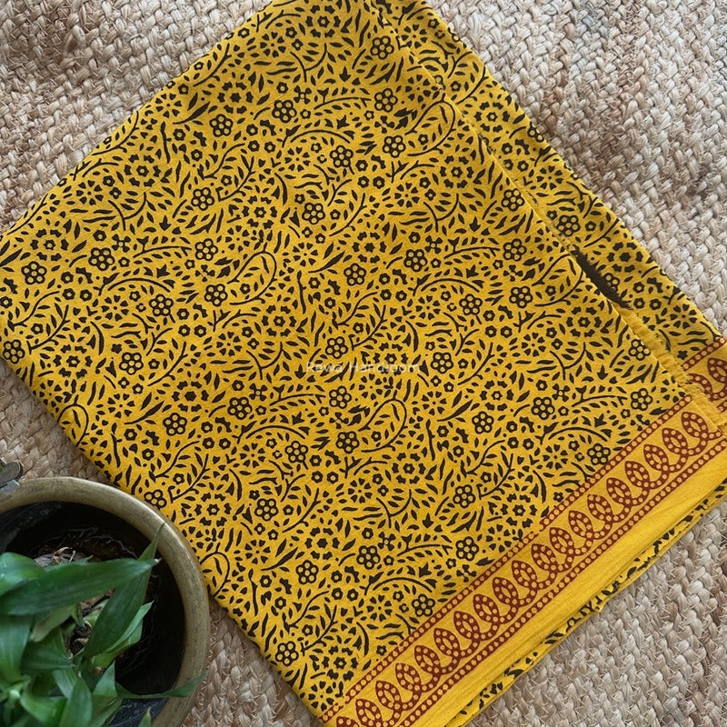 Black-Yellow Bagh Print Cotton Suit BCSP0169