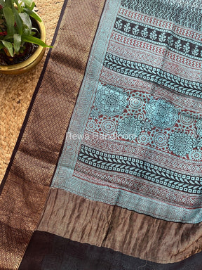 Maheshwari Sea Green Bagh Print Saree BPSS021