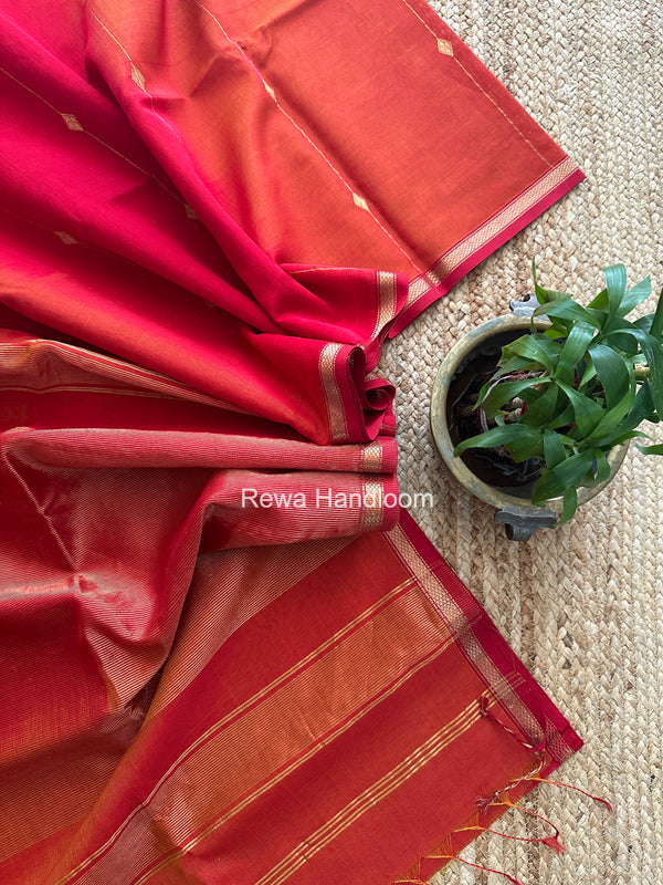 Red Lining Butti Shaded Maheshwari Saree SBS0125