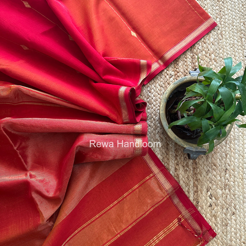Red Lining Butti Shaded Maheshwari Saree SBS0125