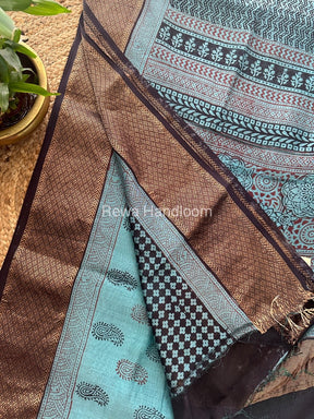 Maheshwari Sea Green Bagh Print Saree BPSS021