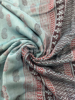 Maheshwari Sea Green Bagh Print Saree BPSS021