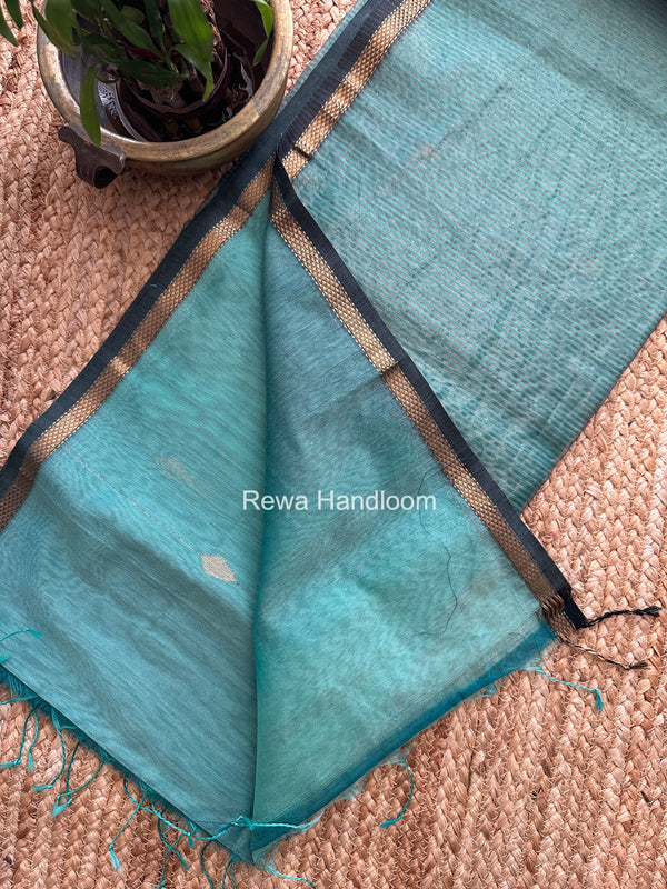 Dark Mint Green Lining Butti Shaded Maheshwari Saree SBS0124