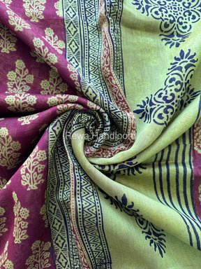 Maheshwari Parrot Green Bagh Print Saree BPSS060