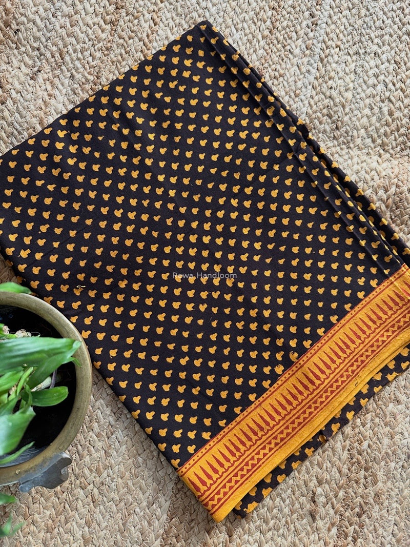 Black-Yellow Bagh Print Cotton Suit BCSP0177