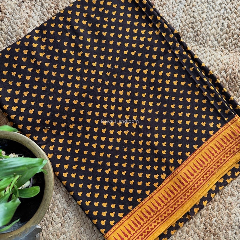 Black-Yellow Bagh Print Cotton Suit BCSP0177