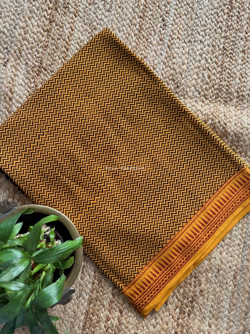 Black-Yellow Bagh Print Cotton Suit BCSP0177