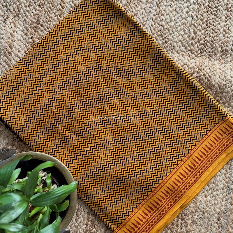 Black-Yellow Bagh Print Cotton Suit BCSP0177