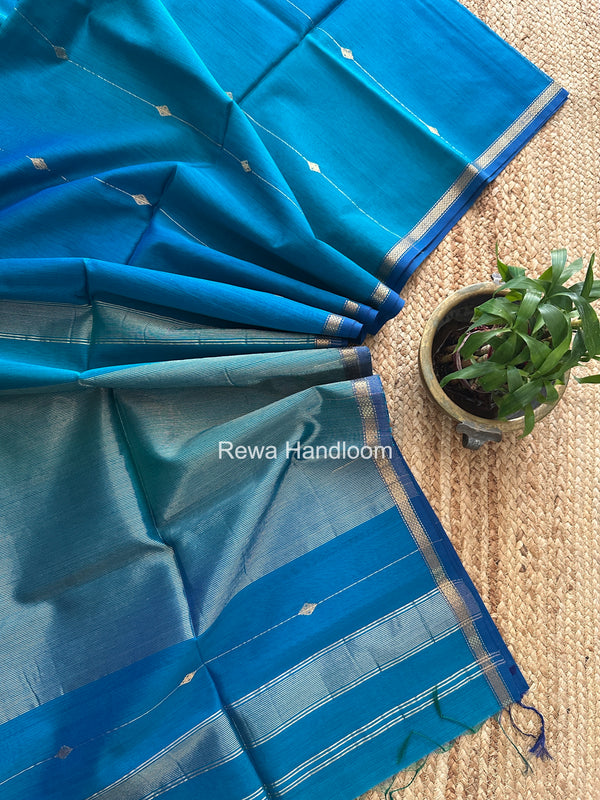  Ocean Blue Lining Butti Shaded Maheshwari Saree SBS0122
