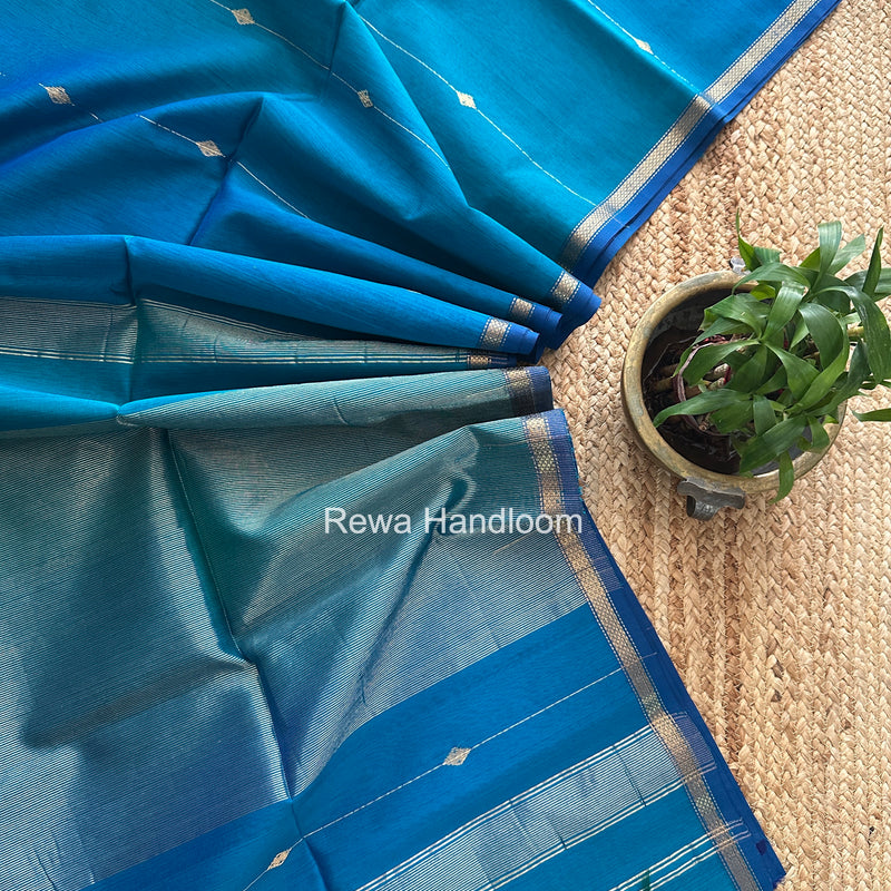  Ocean Blue Lining Butti Shaded Maheshwari Saree SBS0122