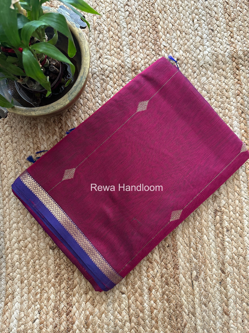 Magenta Brown Lining Butti Shaded Maheshwari Saree SBS0121